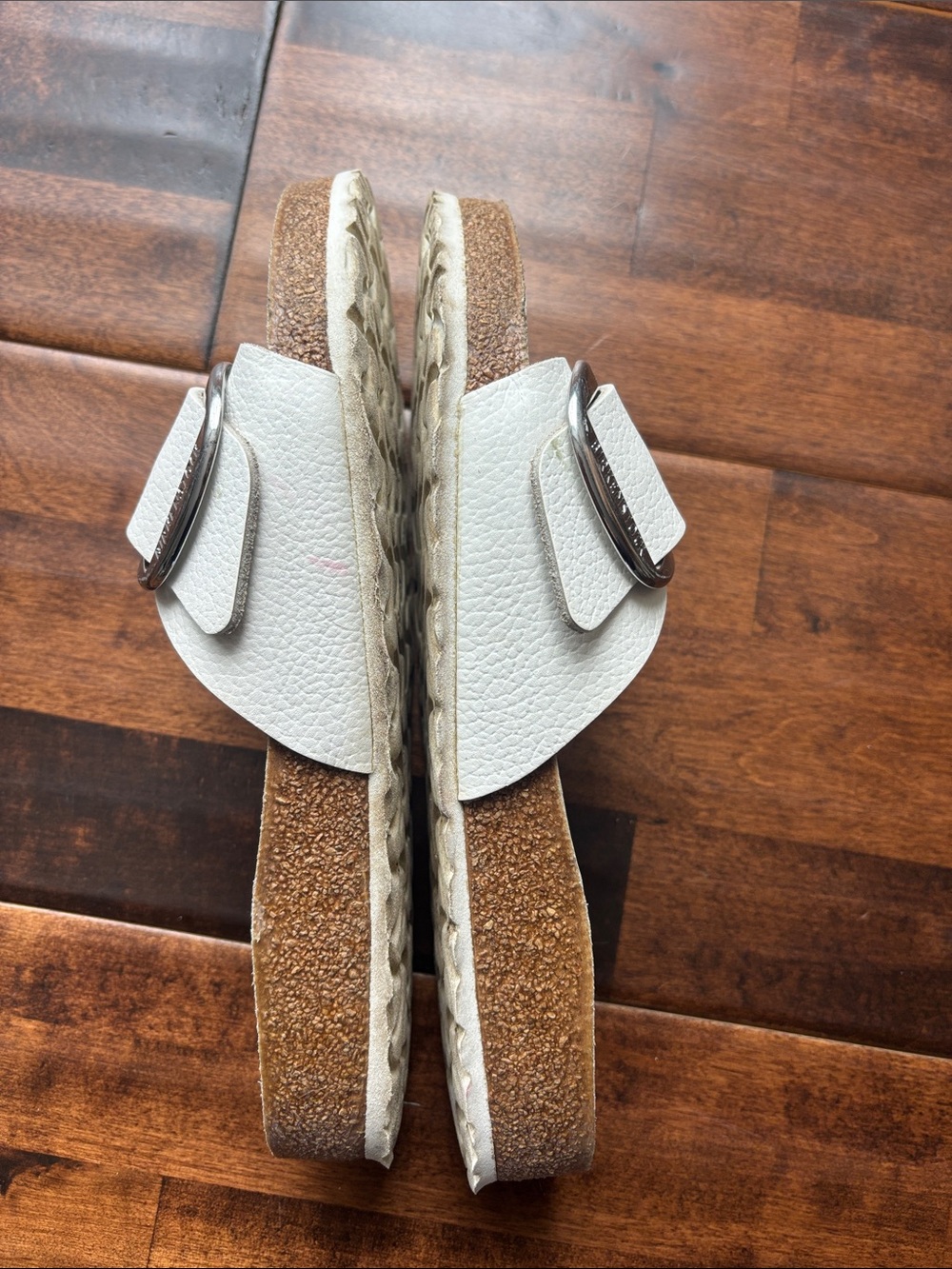 Birkenstock White Madrid Big Buckle Slide Sandals - Single Strap - Picture 4 of 6